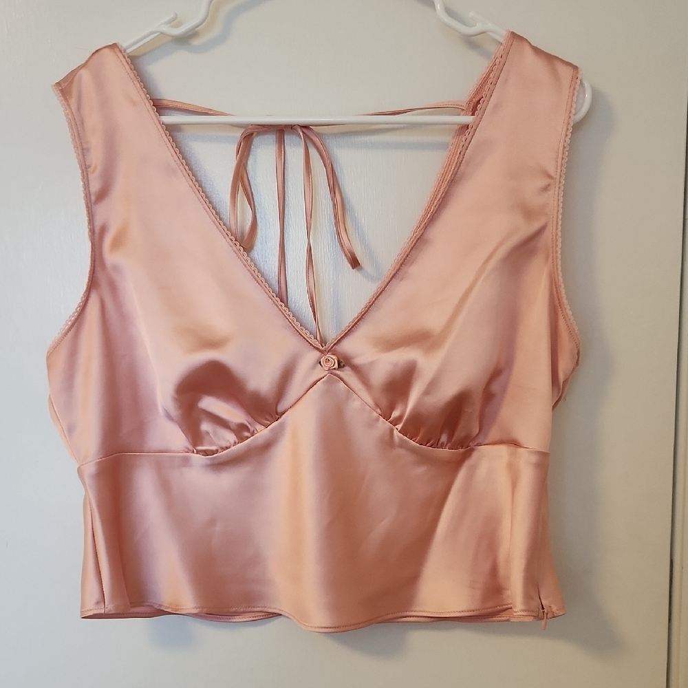 Wild Fable Blush Satin Feel Tie-Back Camisole